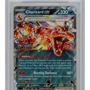 Charizard ex Obsidian Flames Stamp 125/197 JUMBO Kort PSA 8
