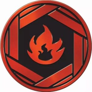 Fire type symbol Pokemon mønt (Rød - Mirror Holo) - Stor