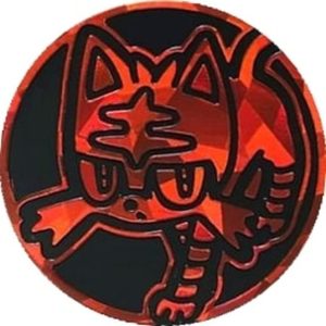 Litten Pokemon mønt (Rød - Cracked Ice Holo) - Almindelig