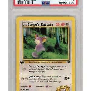 Lt. Surge's Rattata 85/132 1st Edition PSA 9