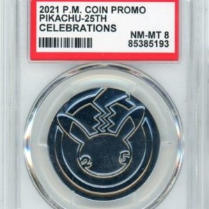 Pikachu Pokemon mønt (Sølv Metal) PSA 8