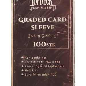 Sleeves til PSA kort - Graded Card Sleeves 100 stk. top-loading (85x139mm) - Topdeck Premium Line