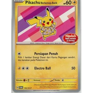 Pikachu Berkemaja Batik (Pikachu & Flowers)- 190/SV-P - Pikachu's Indonesia Journey Stamp - Sealed